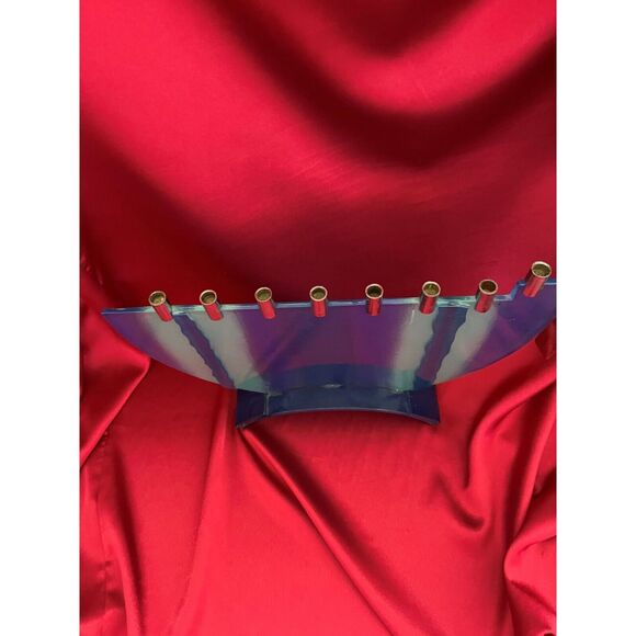 Hannukah Menorah Modern Art Design of Fused Frosted Glass Hand Crafted - Picture 6 of 8